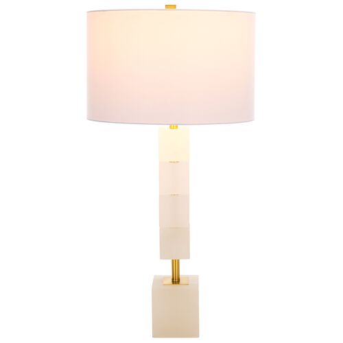 Zylenor Stacked Alabaster Table Lamp, White/Gold