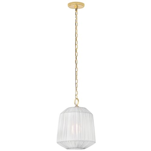 Venla Pendant, Aged Brass/White Linen