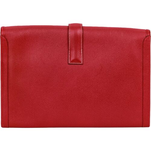 Hermes Red Vintage Epsom Leather Jige Clutch Bag For Sale at 1stDibs