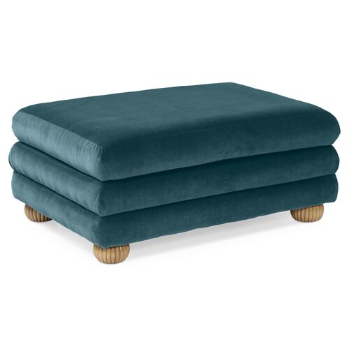Millbrae Ottoman, Teal Velvet~P77383494