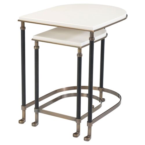 Torrance Leather Nesting Tables, White~P77169884