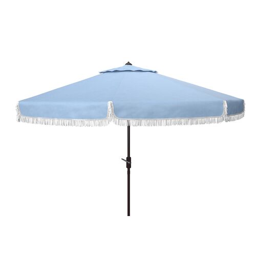 Roma Fringe Outdoor Patio Umbrella, Blue~P77647839
