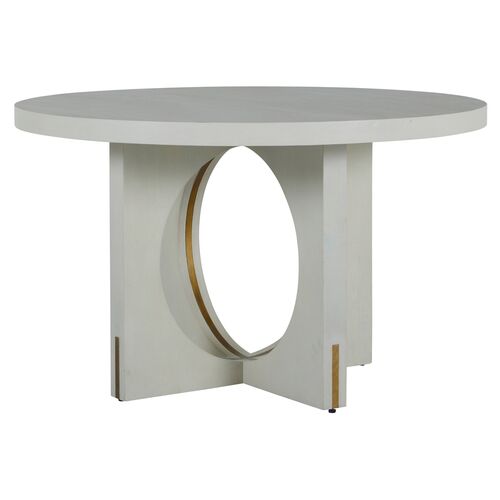 Sheila 50" Round Dining Table, Cerused White/Stained Gold~P111111649