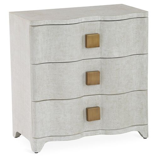 Toile 3-Drawer Nightstand, Antiqued White Linen~P76975222