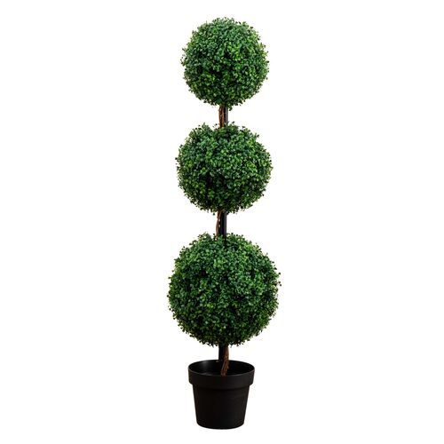 4ft. Artificial Triple Ball Boxwood Topiary Tree, Indoor/Outdoor
