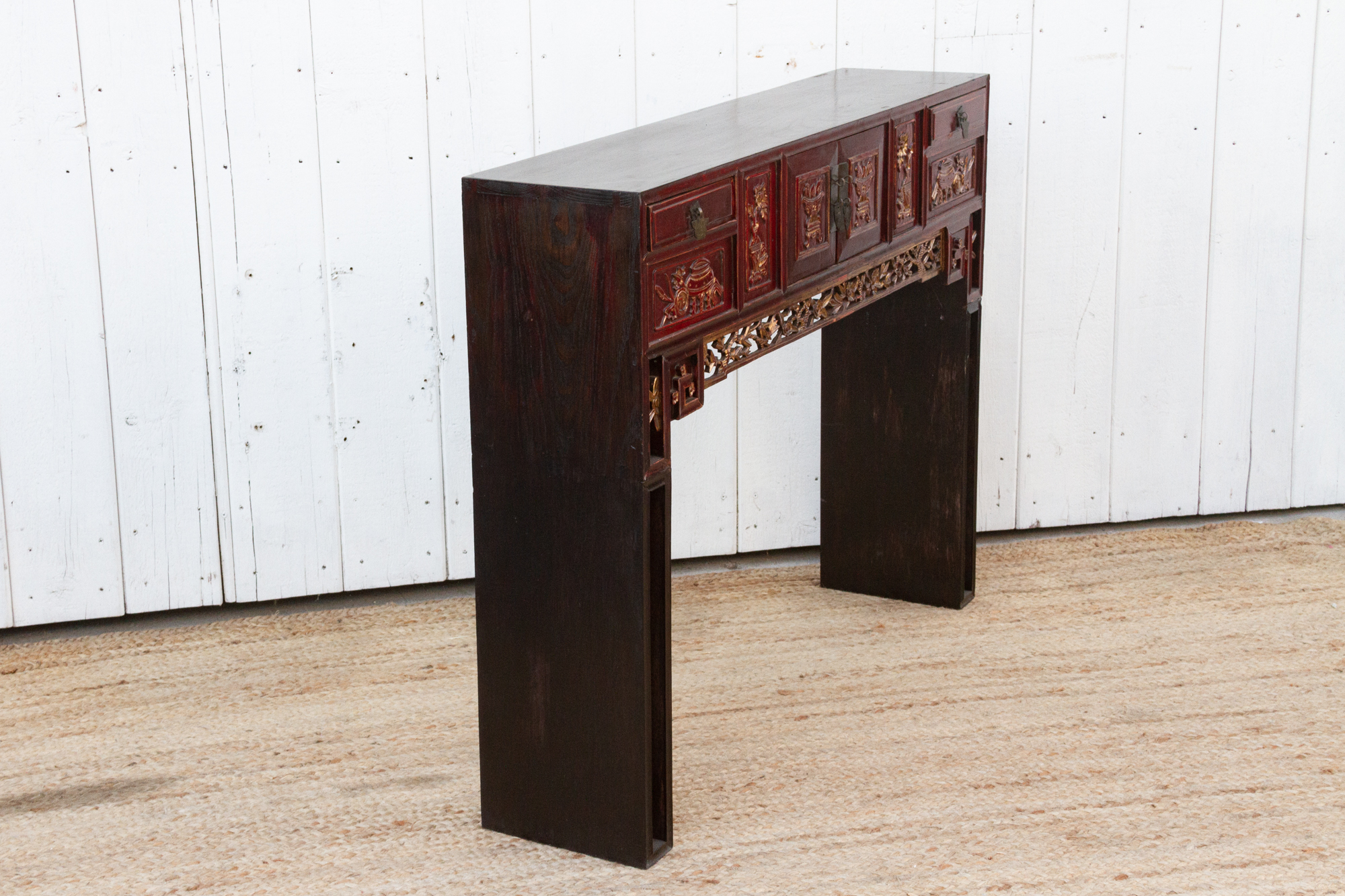Antique Red & Gilt Kang Altar Table~P77687323