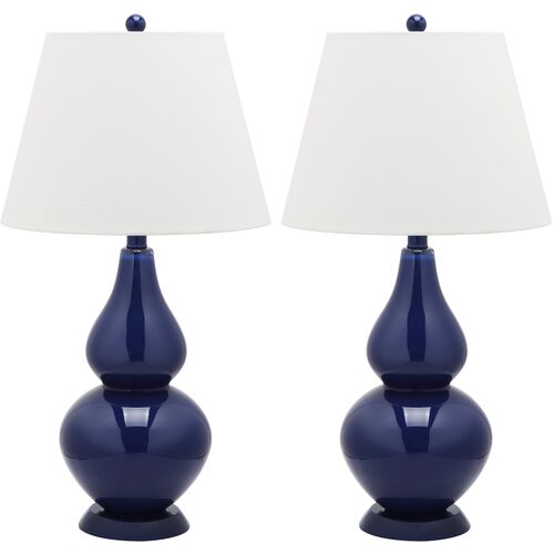 Angela Table Lamp Set, Navy Blue~P46309785