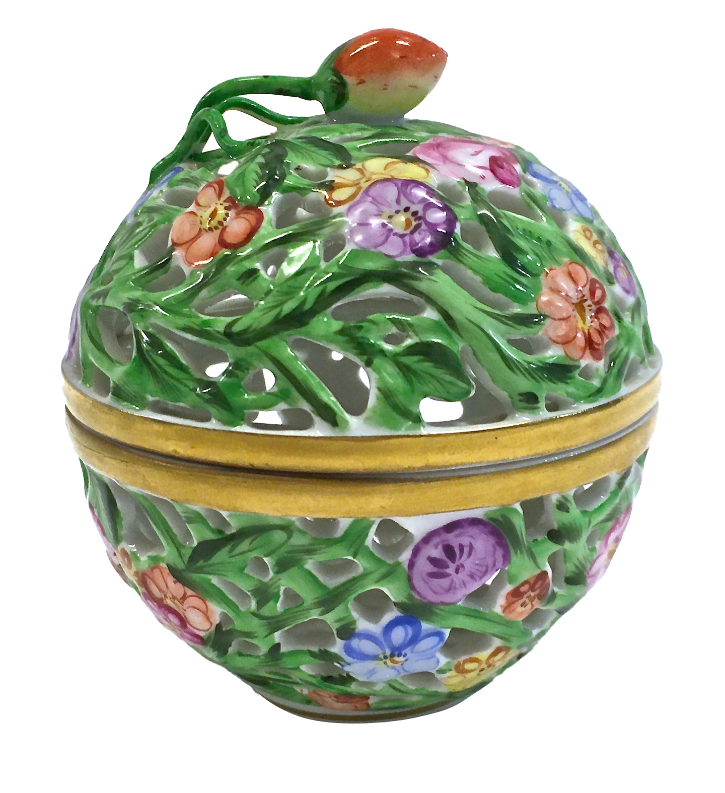 Herend Round Floral & Berry Bonbonniere~P77662622