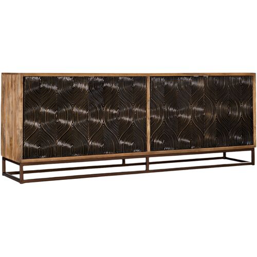 Swirl 4-Door Entertainment Console, Natural/Brass