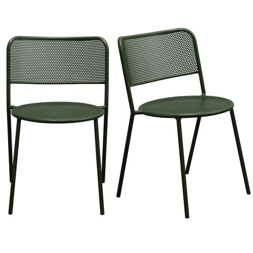 S/2 Ethan Outdoor Steel Stackable Side Chairs
