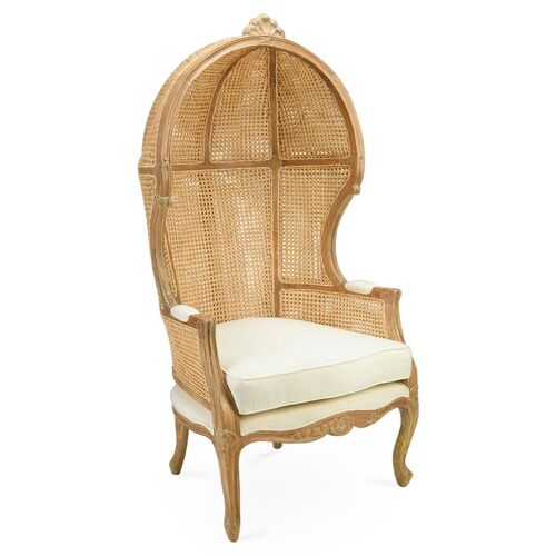 Eliza Cane Canopy Chair, Beige/Cream Linen~P77106079