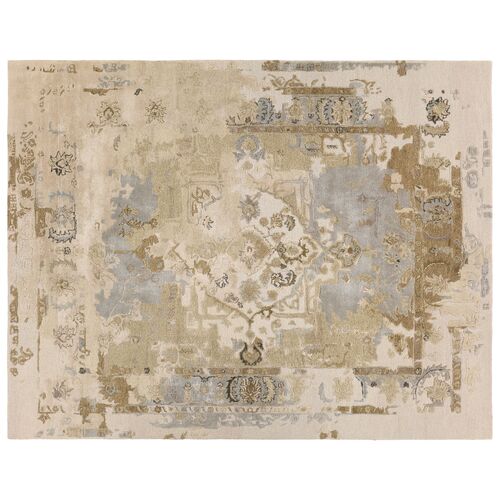 Sandia Handmade Medallion Rug, Tan/Gray Sandia Handmade Medallion Rug, Tan/Gray