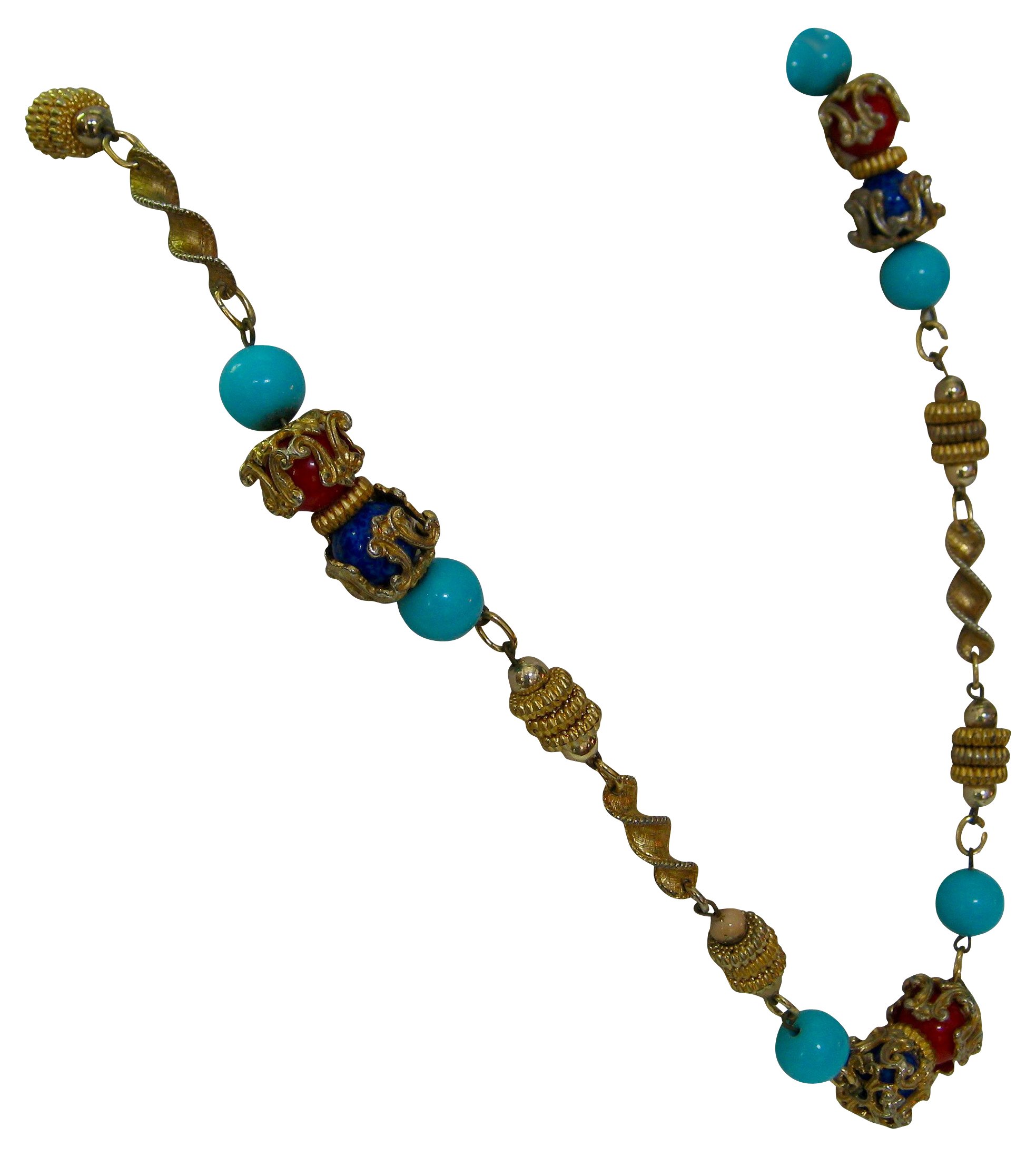 1950s Turquoise Multi-Beaded Necklace~P77469003