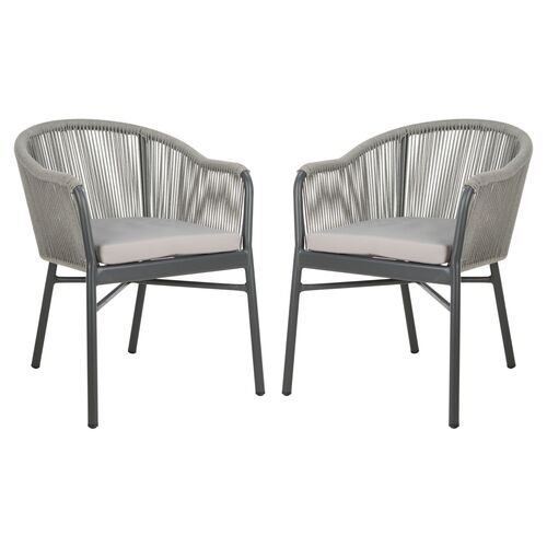 S/2 Nicolo Woven Outdoor Chairs, Gray~P67532483
