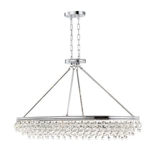Calypso 8-Light Crystal Teardrop Oval Chandelier, Silver Calypso 8-Light Crystal Teardrop Oval Chandelier, Silver