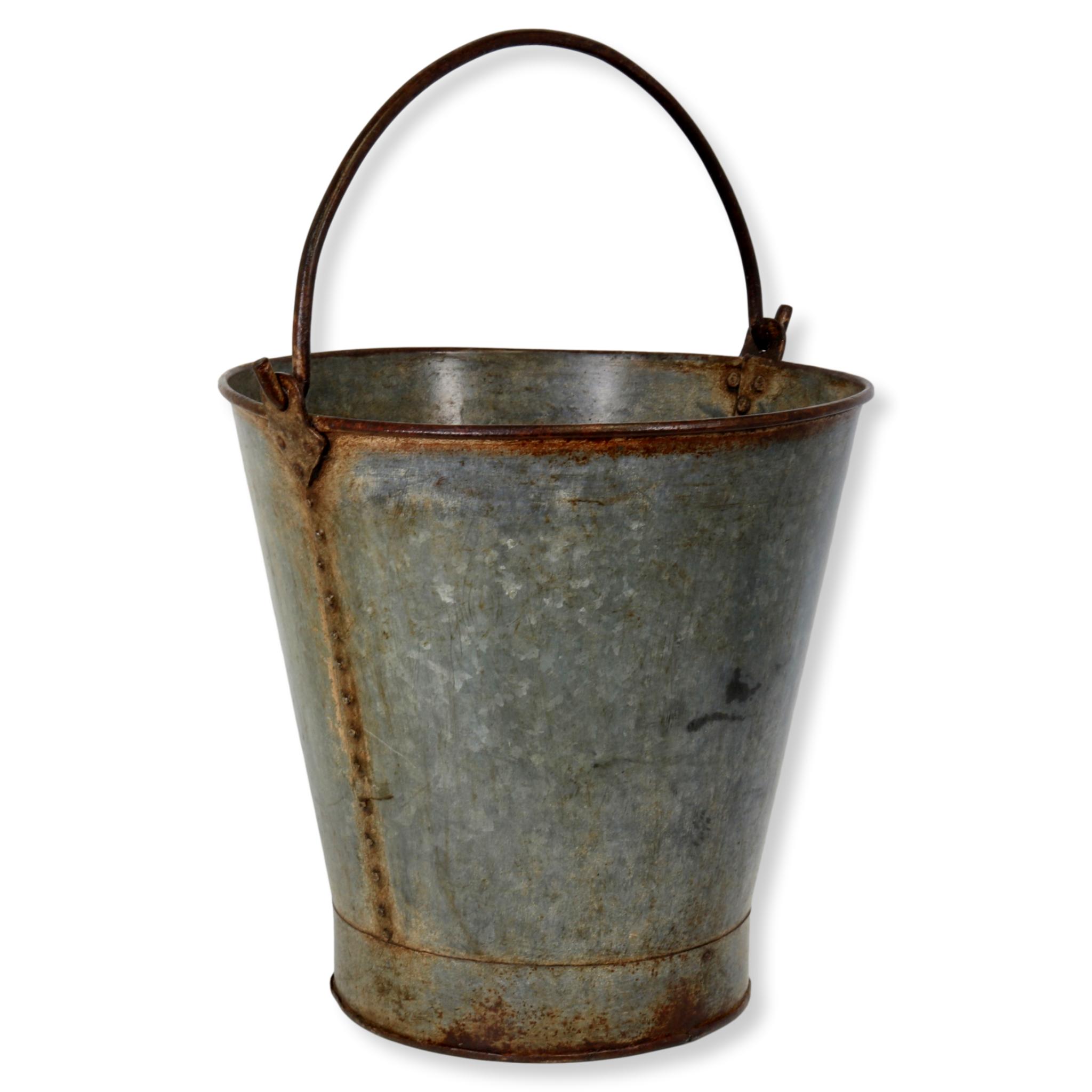 Antique Galvanized Zinc Riveted Bucket~P77618570