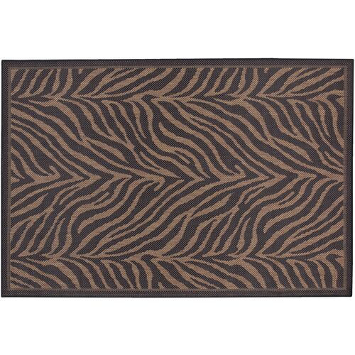 Recife Zebra Indoor/Outdoor Rug,Black/Cocoa