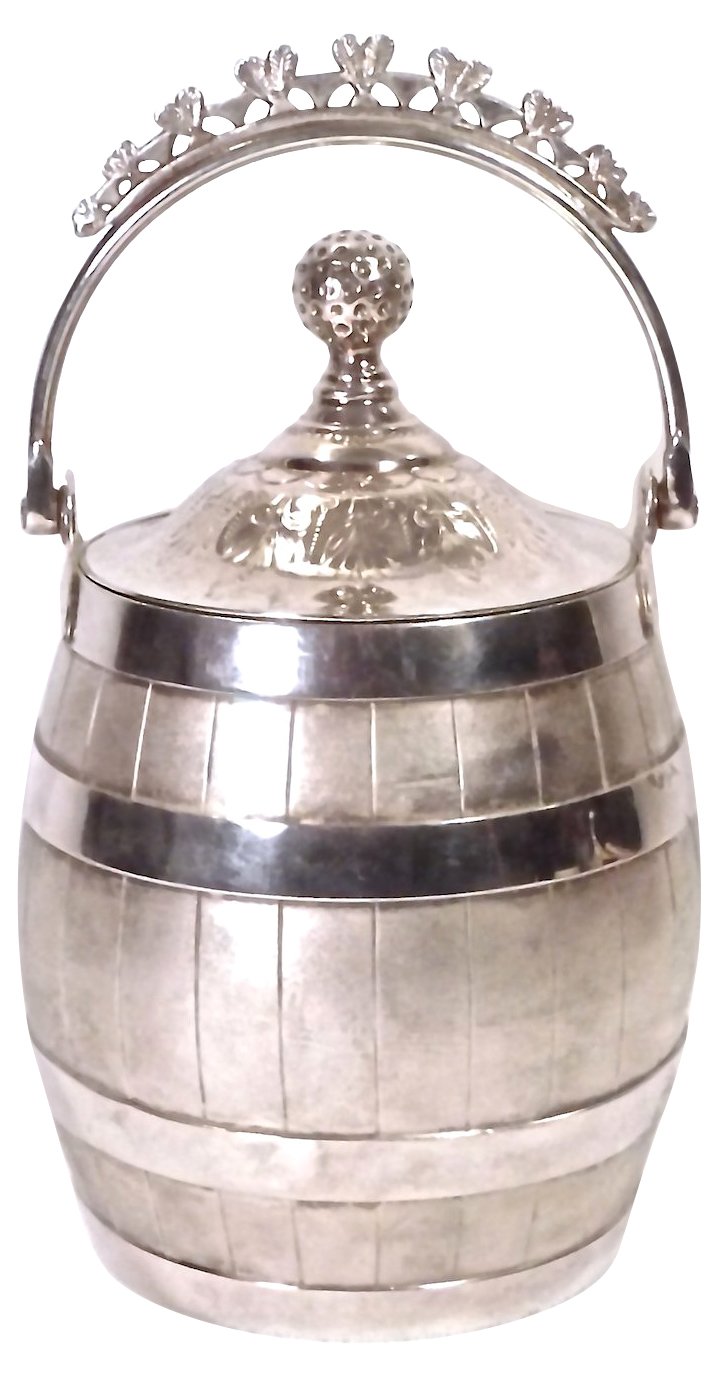 Antique Silver Plated Biscuit Barrel~P77129588