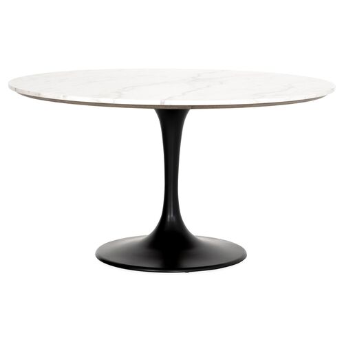 Ray 55" Dining Table, White Marble~P77575382