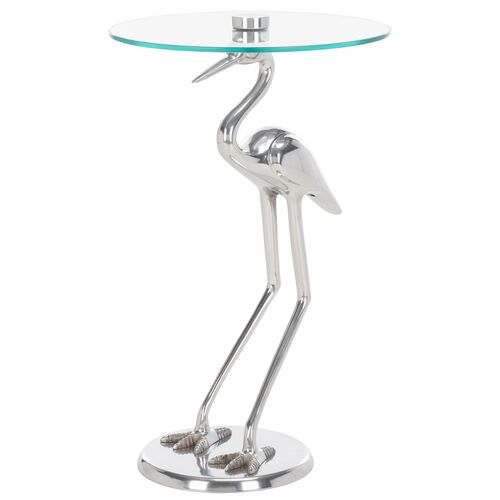 Rivenae Crane Base Accent Table, Silver Rivenae Crane Base Accent Table, Silver