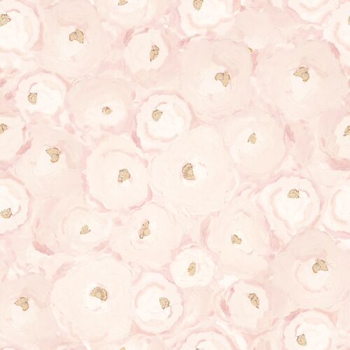 Painterly Deco Roses Wallpaper, Pink