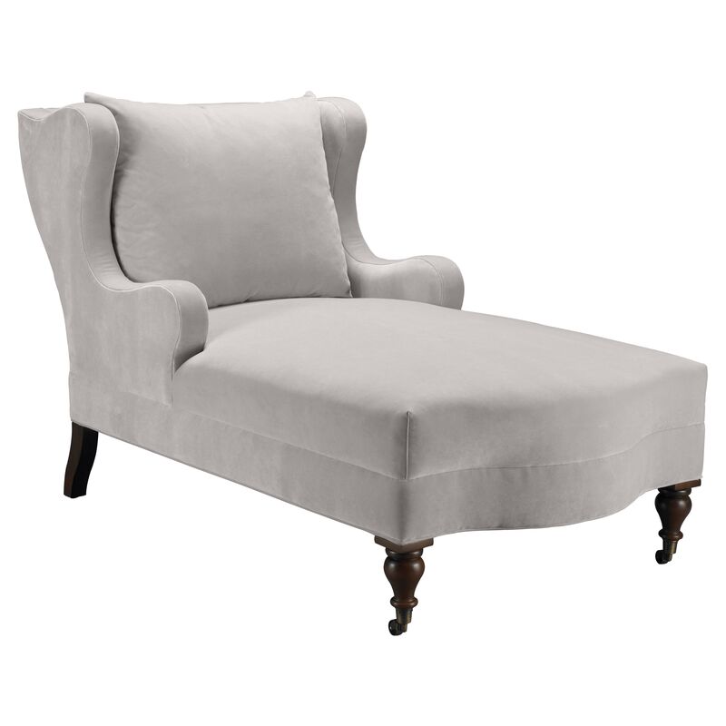 Montclaire Chaise, Light Gray Velvet