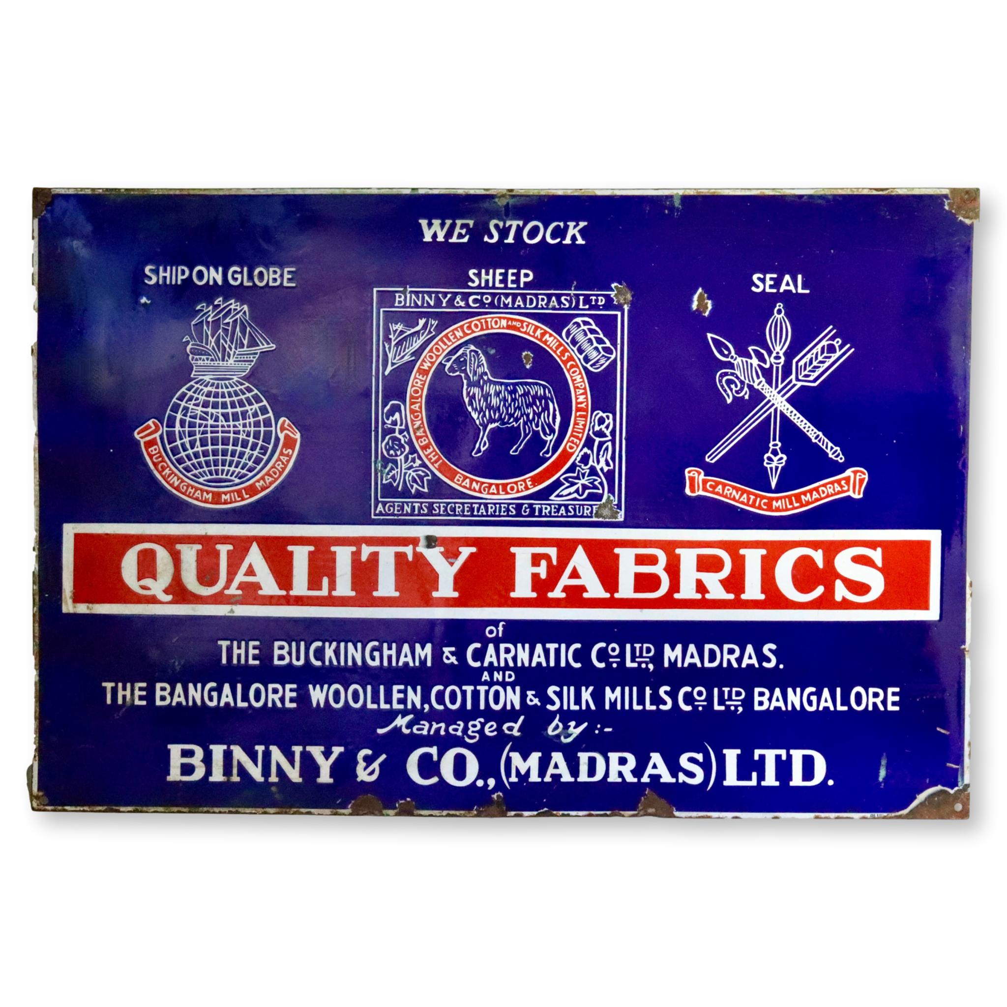 Large Enameled Metal Fabric Shop Sign~P77646739