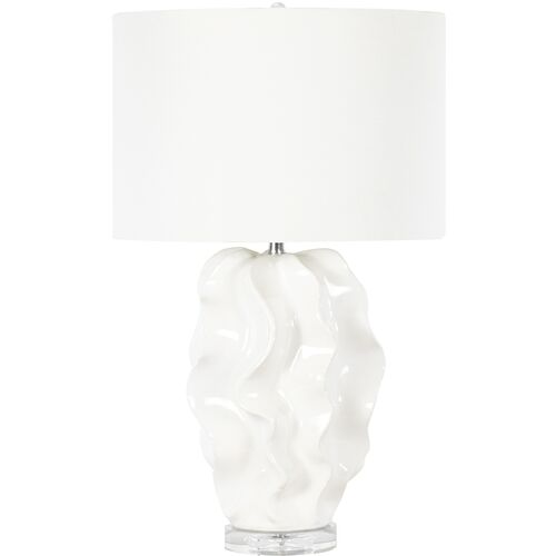 White Sands Ceramic Table Lamp, White/Clear~P111119691