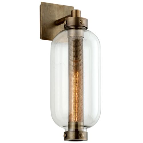 Archer Outdoor Wall Sconce, Patina Brass