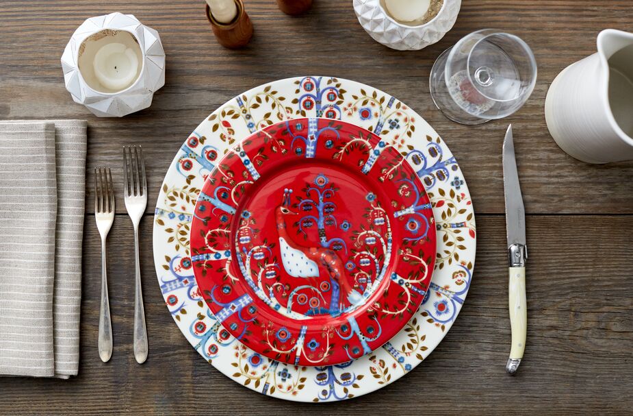 Keeping the rest of the table muted allows the color and whimsy of the Taika tableware to command the attention. 
