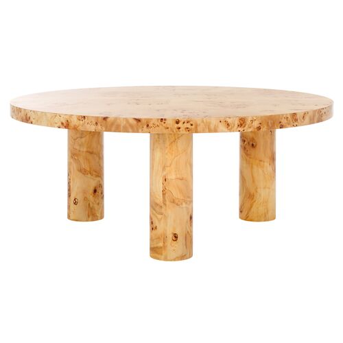 Larathor 36" Round Burl Veneer Coffee Table, Natural Larathor 36" Round Burl Veneer Coffee Table, Natural