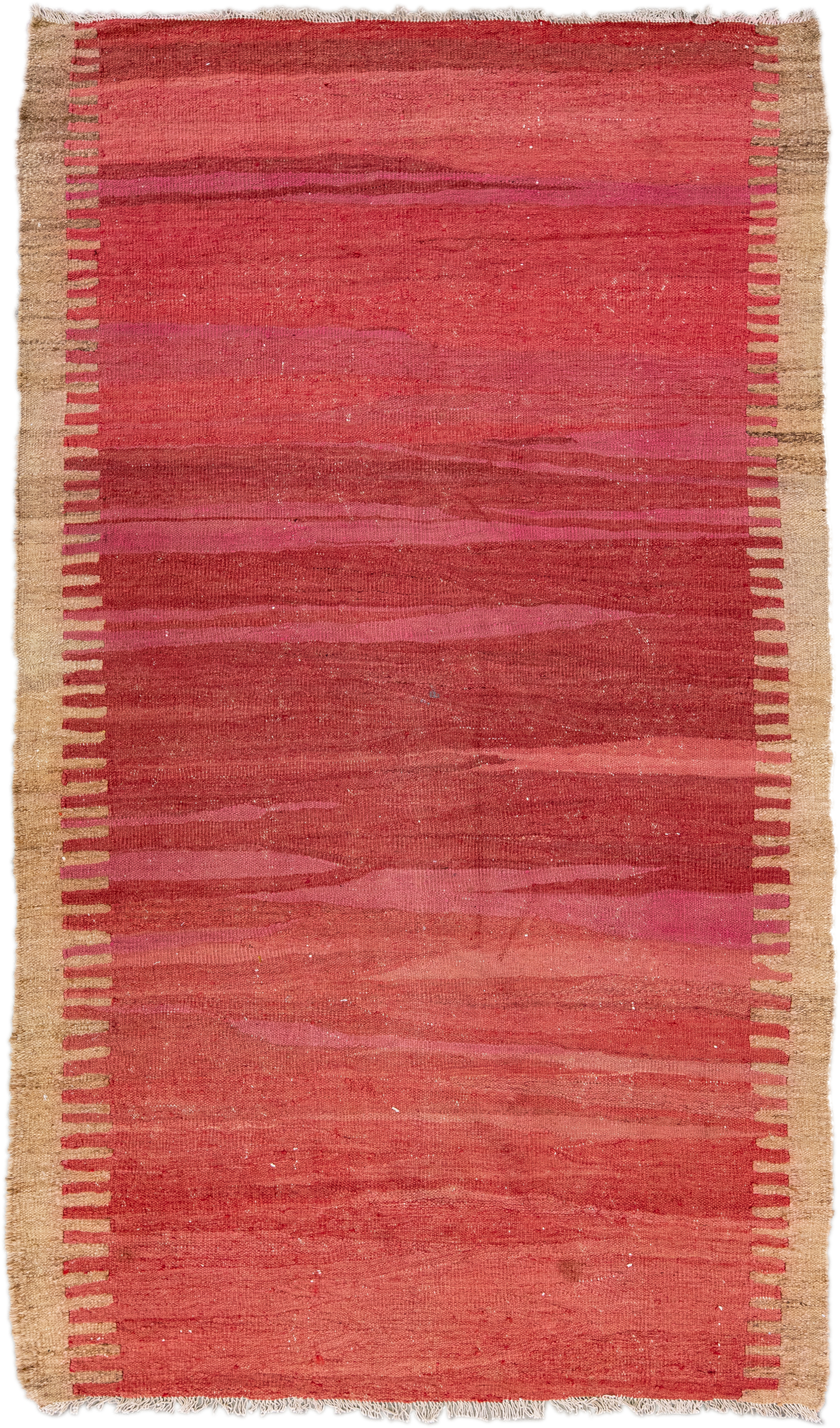 Vintage Kilim Red Wool Runner Rug~P77651995