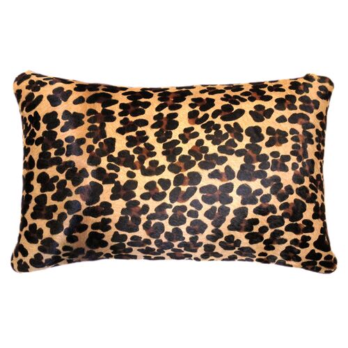 Leopard Hide Lumbar Pillow, Beige/Brown~P77636648