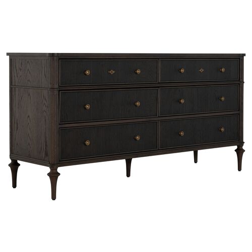 Andrea 6-Drawer Dresser, Stained Oak Andrea 6-Drawer Dresser, Stained Oak