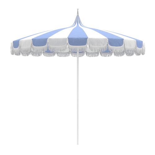 Aya Fringe Pagoda Patio Umbrella, Cast Ocean/White