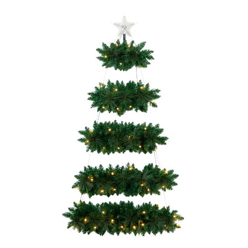 5ft. Artificial Wall Hanging Christmas Tree, Warm White LED Lights