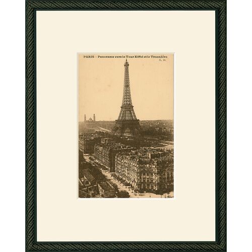 Paris Eiffel Tower Building Art Print, 12" x 9.875"