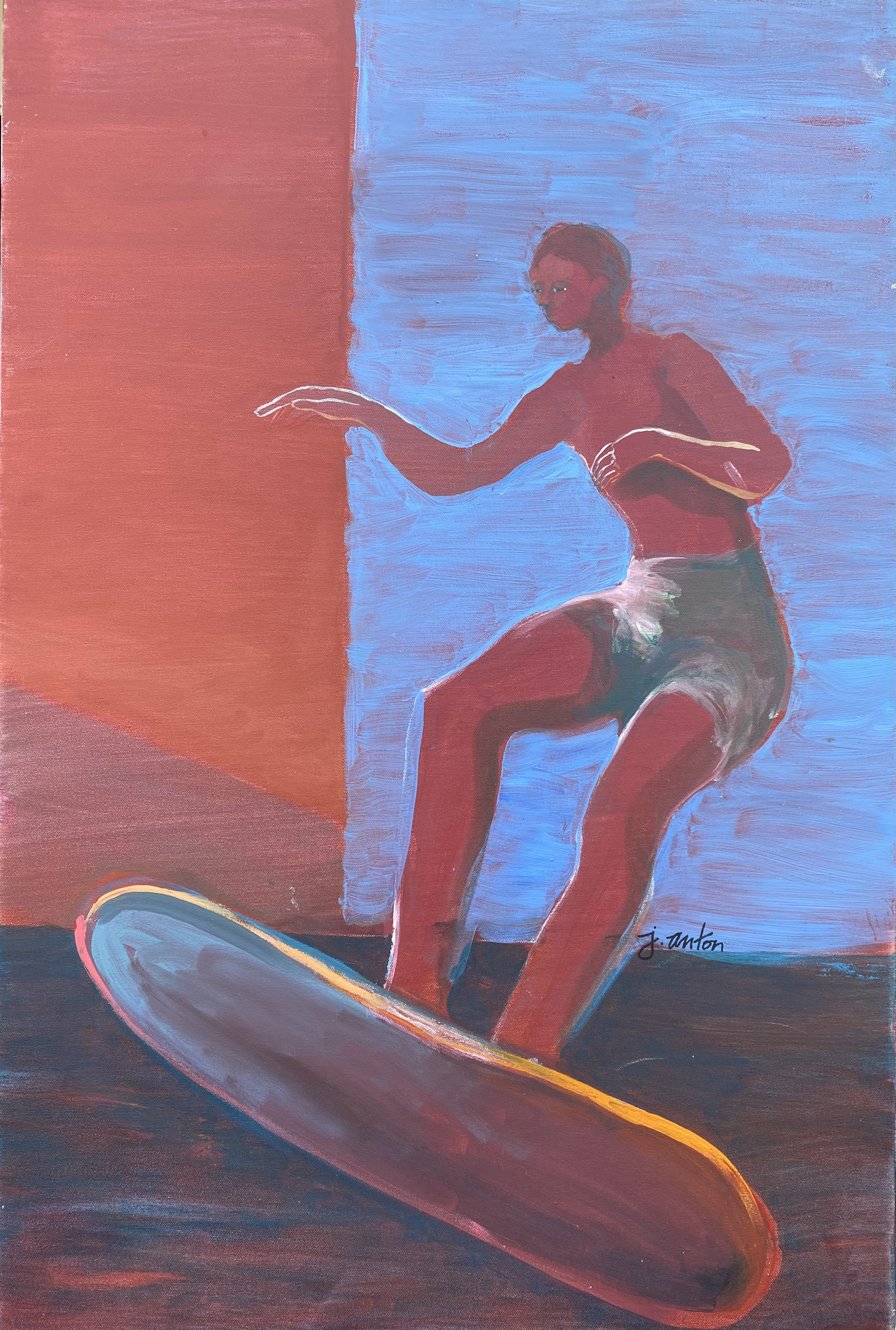 Surfer in Red by Judy Anton, 1980's~P77669683