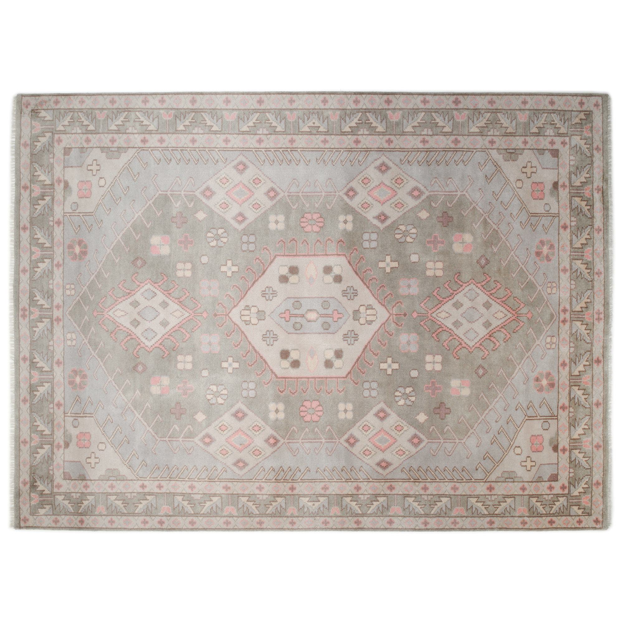 Taz Hand-Knotted Rug, Light Gray