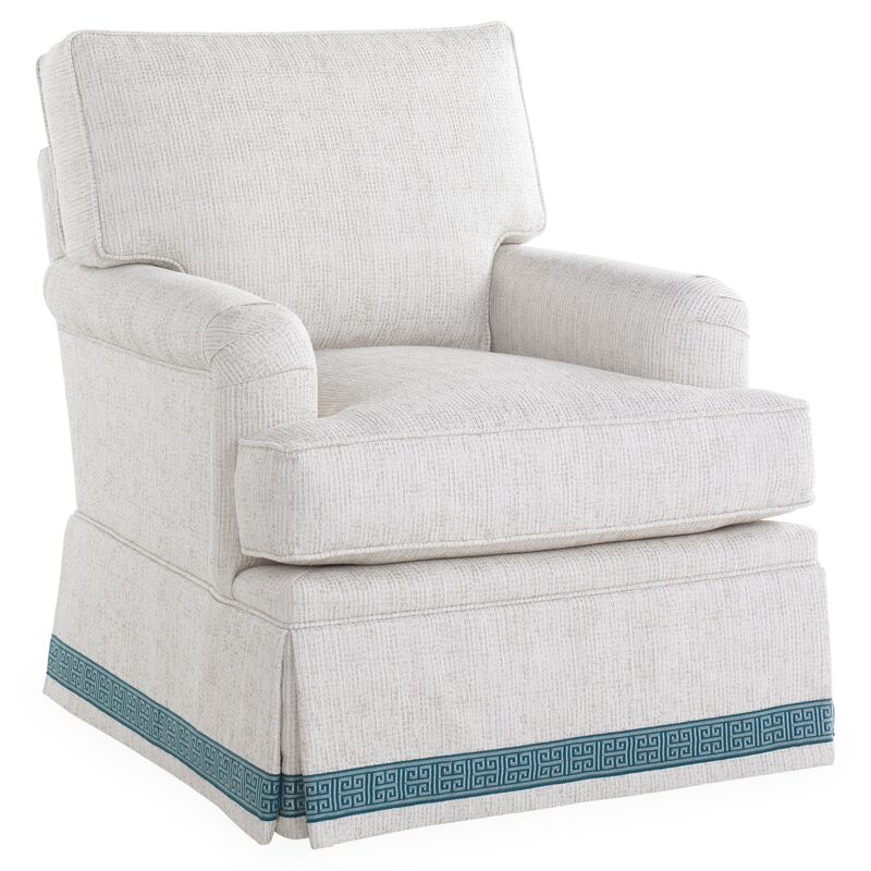 Winston Club Chair, Ivory/Blue