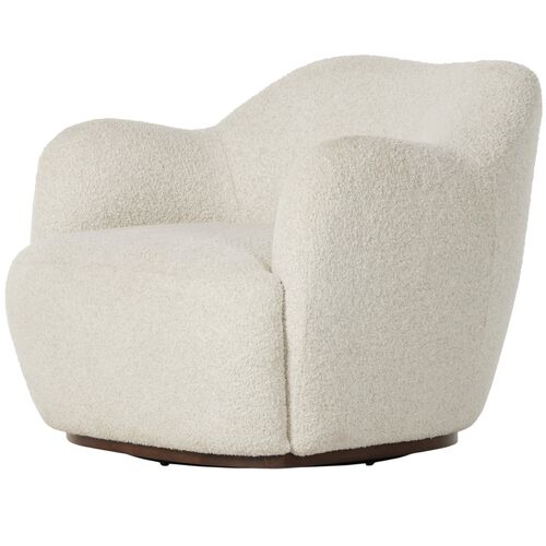 Norah Swivel Chair, Ivory Boucle