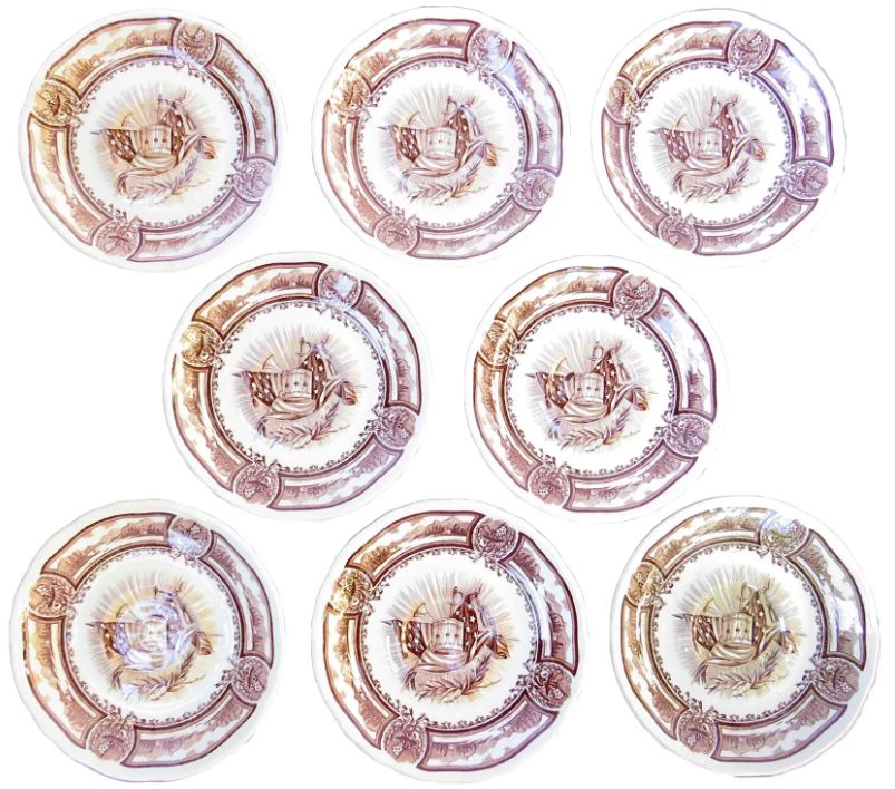 English Brown Transferware Plates, S/8~P77757501