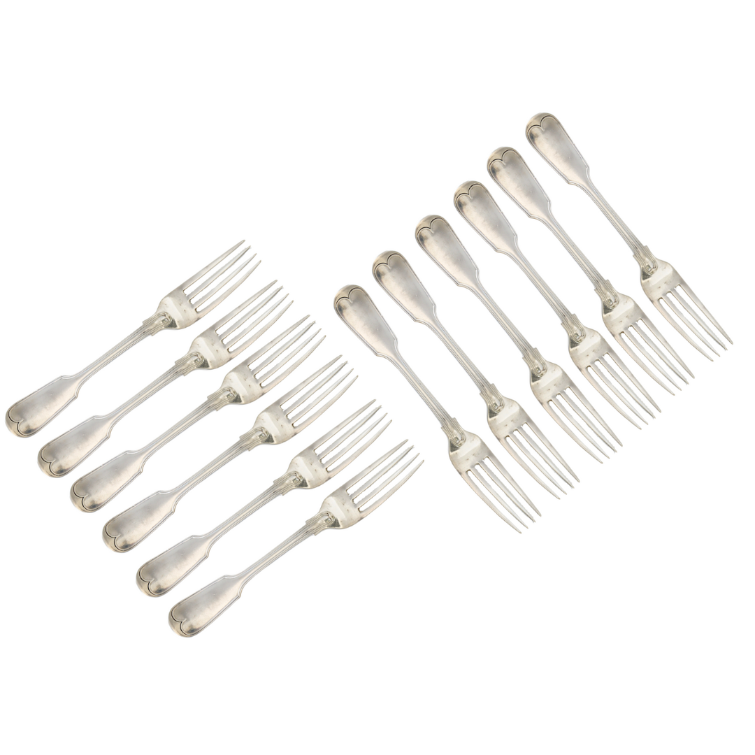 Oversized Maple & Co Fiddle Forks, S/12