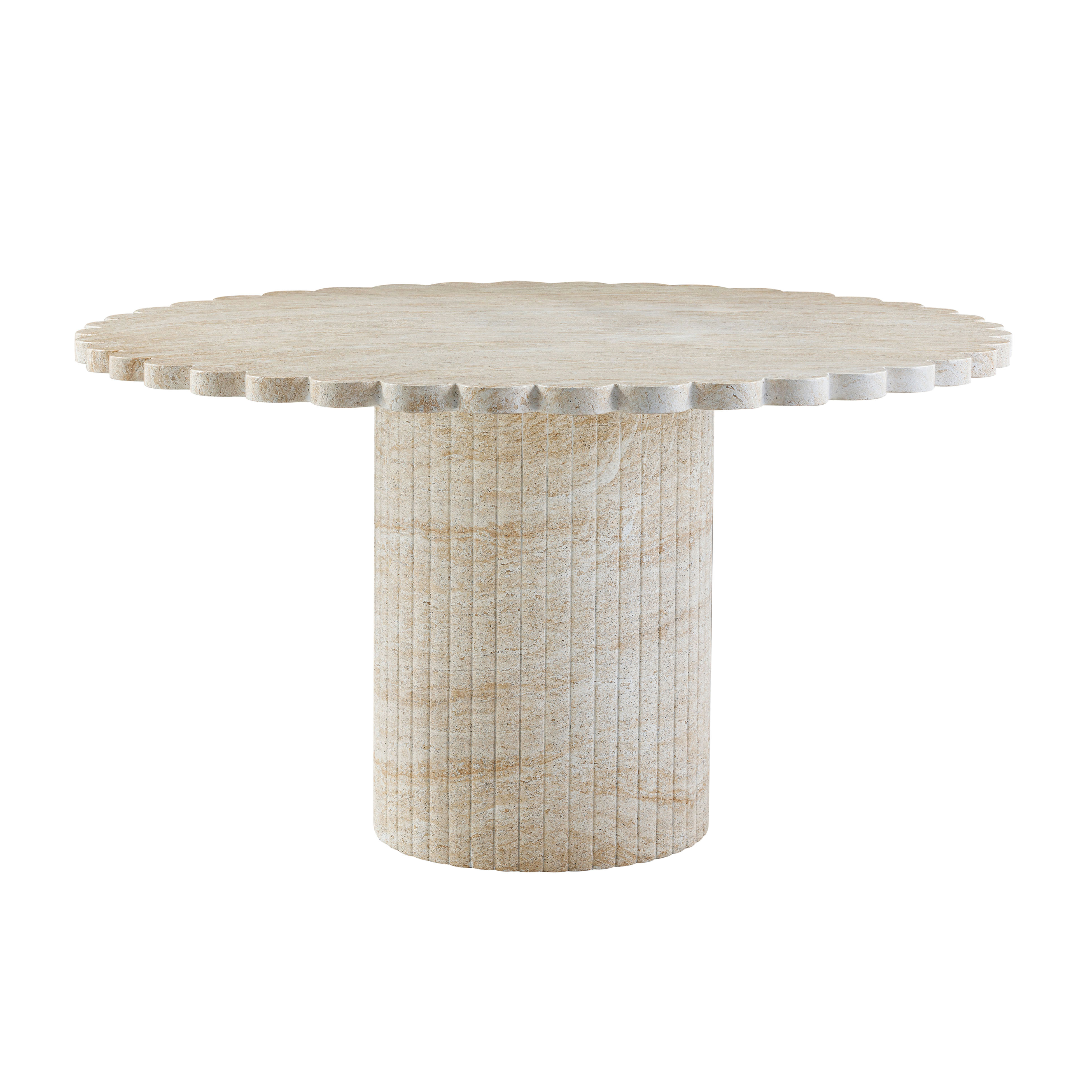 Maelis 54" Indoor/Outdoor Round Dining Table, Washed Travertine