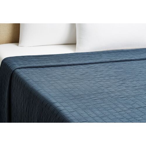 Relaxed Rows Coverlet, Navy~P76091123