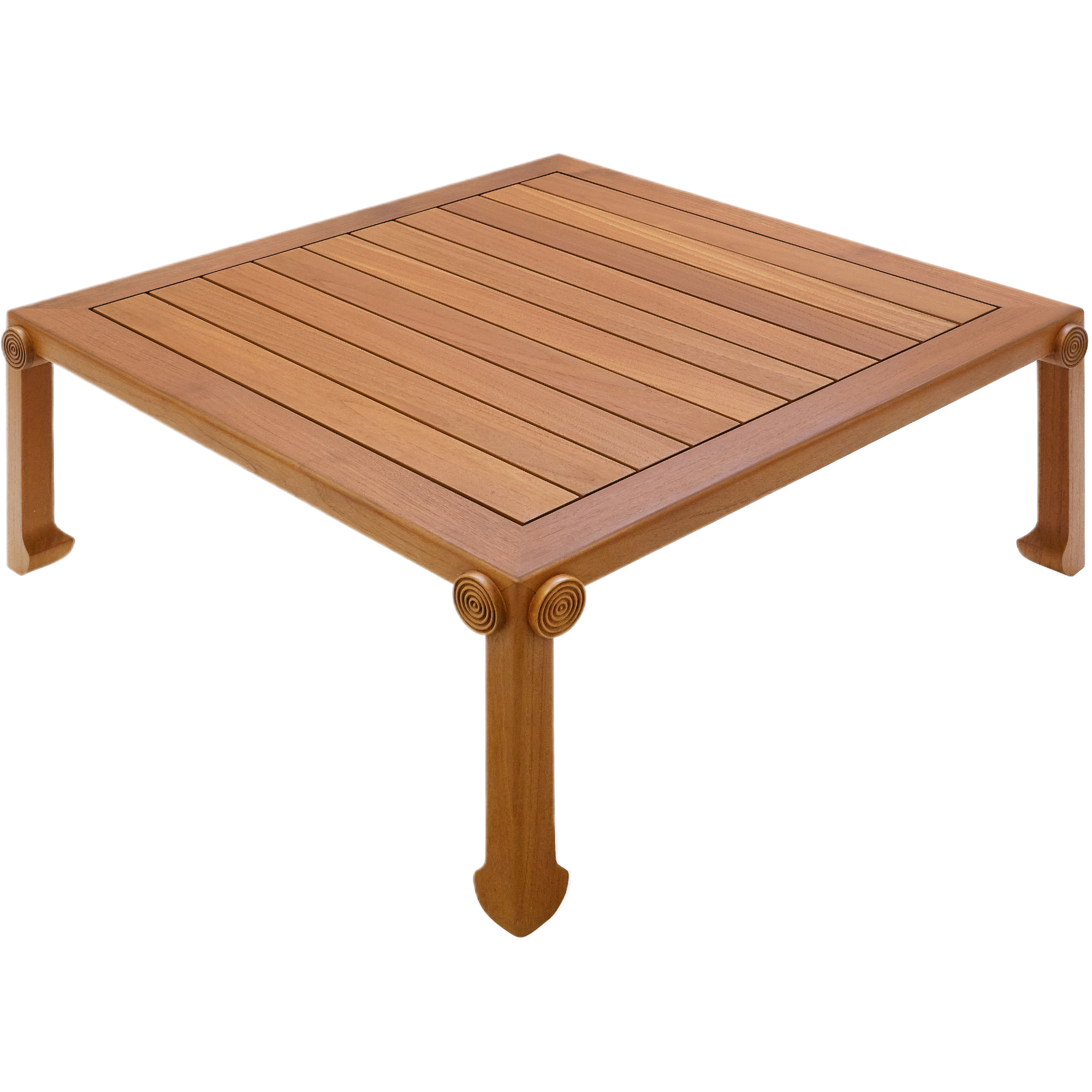 Medallion Outdoor Square Teak Coffee Table, Natural