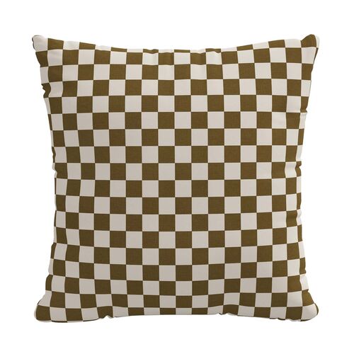 Dash Checker Pillow, Olive