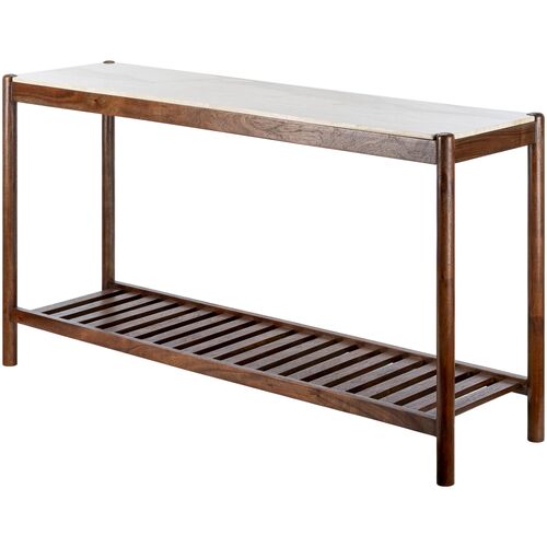 Yiliana Marble Top Console Table, Brown