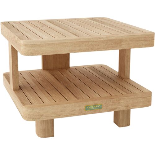 Oceaire Outdoor Teak 2-Tier Side Table, Natural