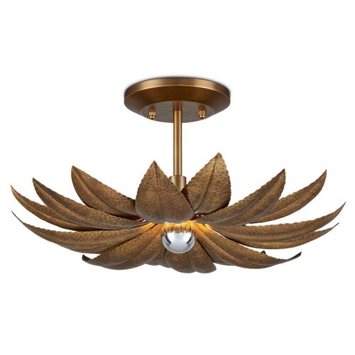 Alithea Small Semi-Flush Mount, Antique Brass